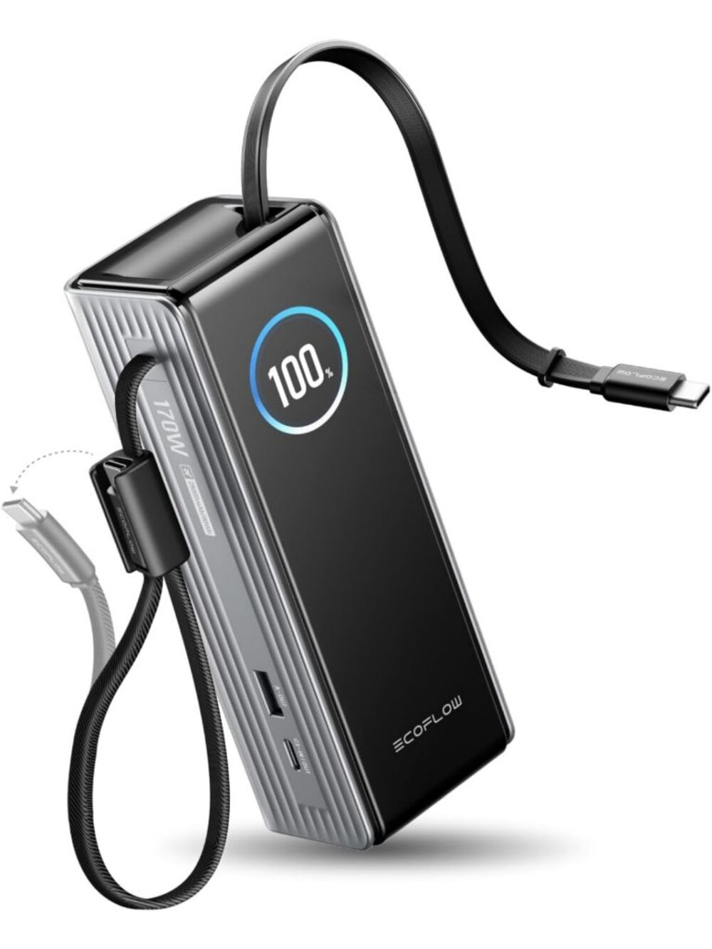 25000mAh Portable Power Bank - Fast Charging, Triple USB-C Ports, Retractable